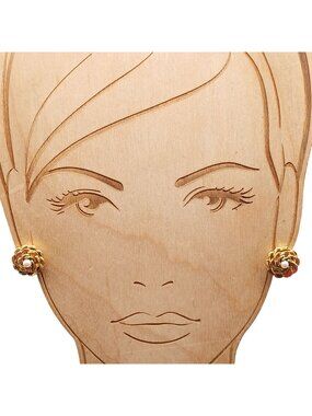 Vintage Vendome Flower Earrings, Gold Tone Camellia Bloom with Pearl Center Clip